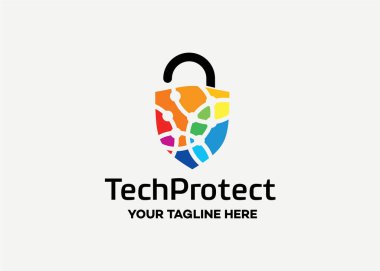 Teknik Koruma Logo Şablonu Tasarım Vektörü, Amblem, Tasarım Konsepti, Yaratıcı Sembol, Simge Simgesi, Simge