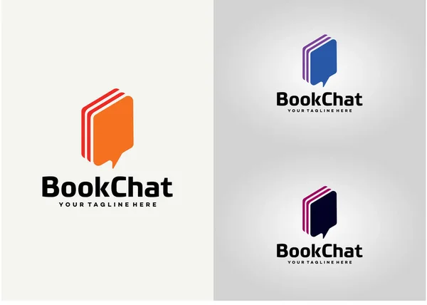 Livro Chat Logo Template Design Vetor Emblema Conceito Design Símbolo — Vetor de Stock