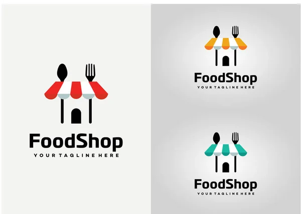 Loja Alimentos Logo Template Design Vector Emblema Conceito Design Símbolo —  Vetores de Stock