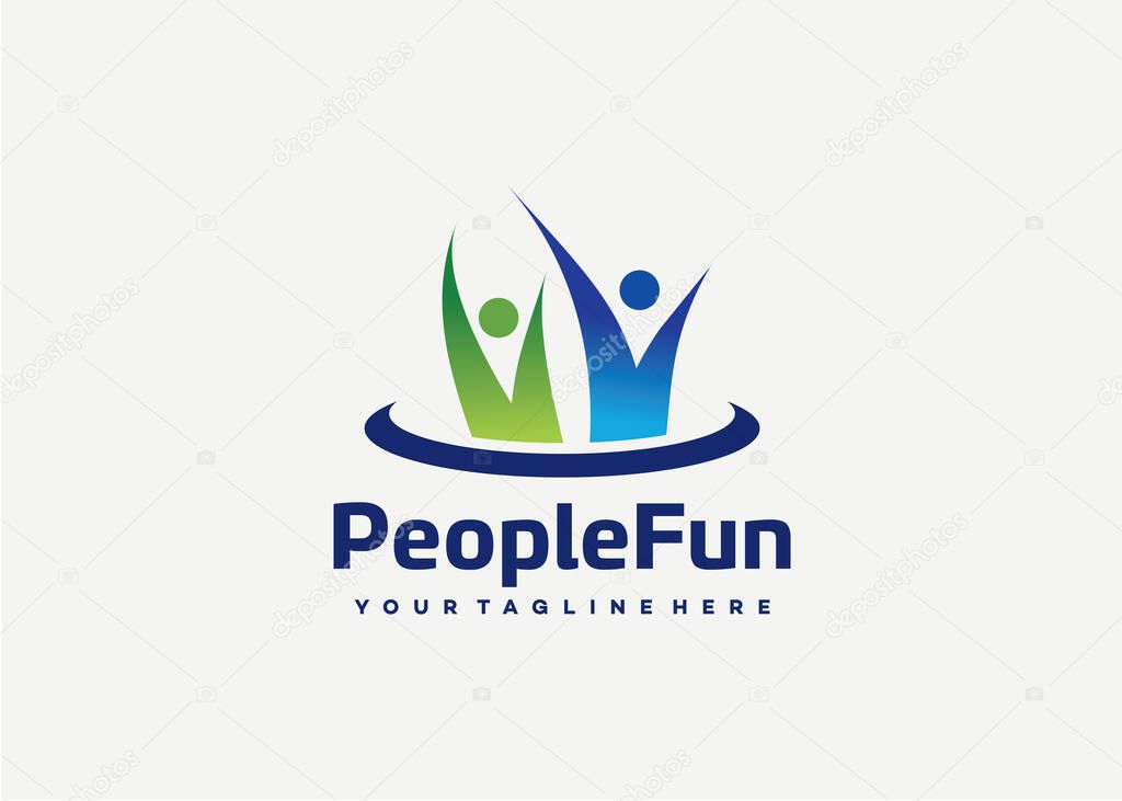 People Fun Logo Template Design Vector, Emblem, Design Concept, Creative Symbol, Icon