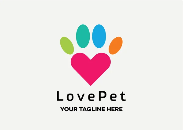 Szablon Love Pet Logo Design Vector Godło Koncepcja Designu Symbol — Wektor stockowy