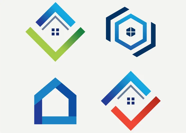 Real Estate Logo Set Template Design Vetor Emblema Conceito Design —  Vetores de Stock