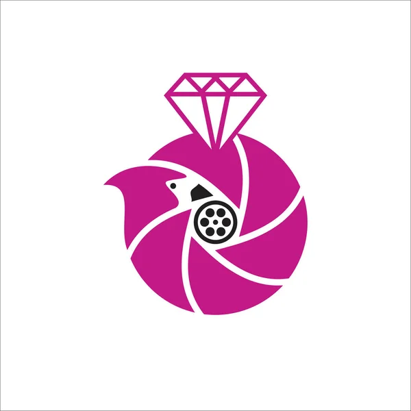 Bird Wedding Photography Logo Design Template — Stock Vector