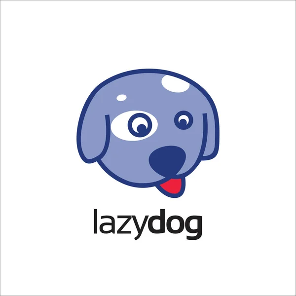 Luie Hond Hoofd Logo Ontwerp Template — Stockvector