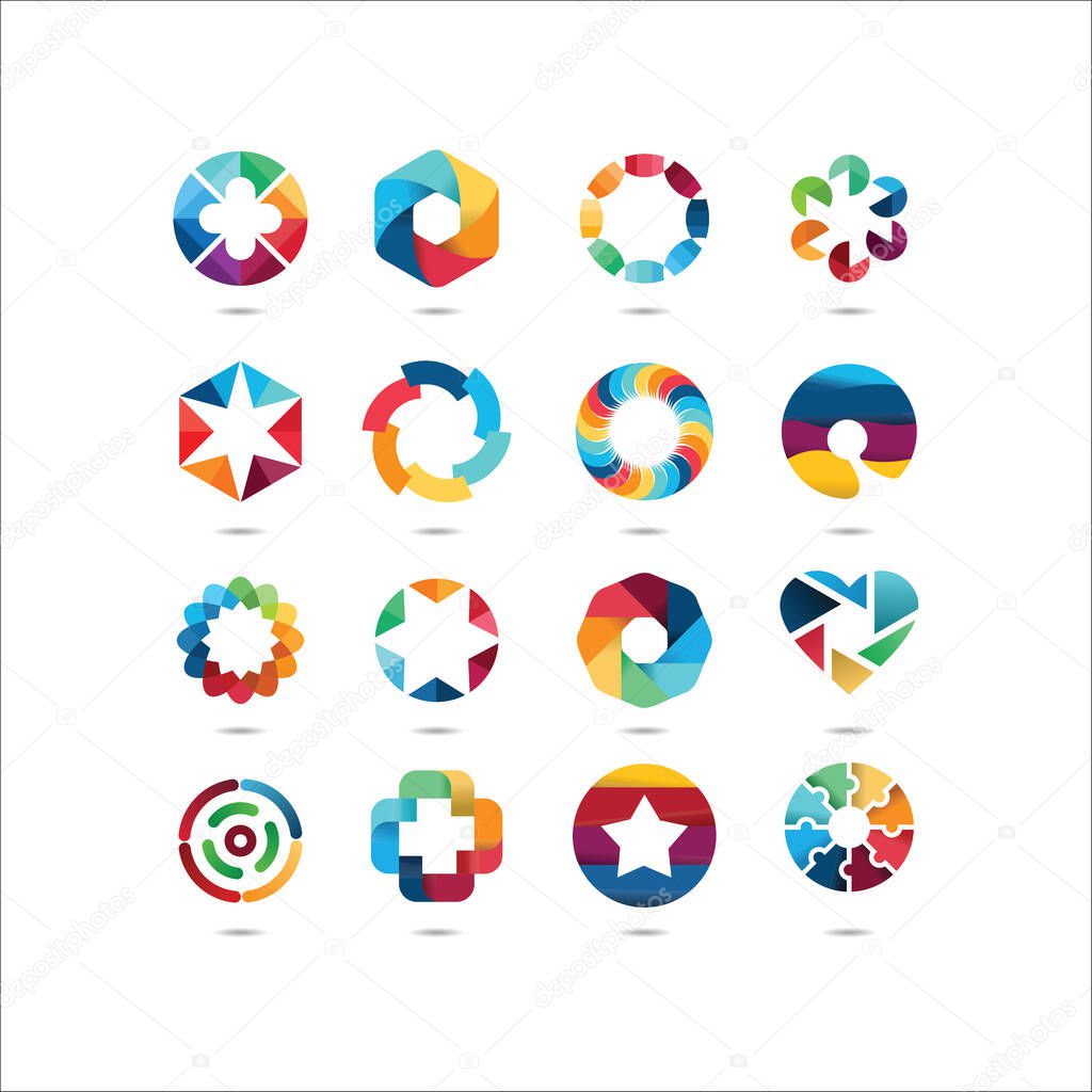 Abstract Colorful Rounded logo design template