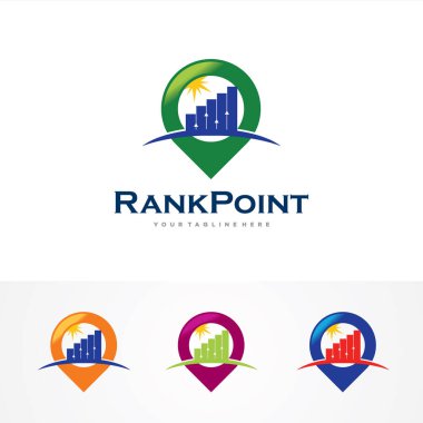 Rütbe Noktası Logo Şablonu Tasarım Vektörü, Amblem, Tasarım Konsepti, Yaratıcı Sembol, Simge Simgesi, Simge