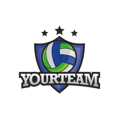 Voleybol Amblem Logo Tasarım Şablonu beyaz arkaplan