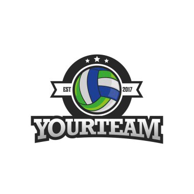 Voleybol Amblem Logo Tasarım Şablonu beyaz arkaplan