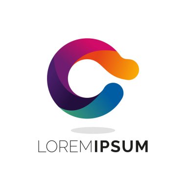 Beyaz arkaplana sahip renkli Soyut Şekil Logo Tasarım Şablonu