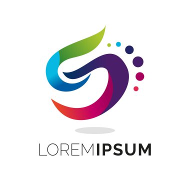 Beyaz arkaplana sahip renkli Soyut Şekil Logo Tasarım Şablonu