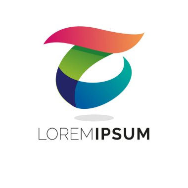 Beyaz arkaplana sahip renkli Soyut Şekil Logo Tasarım Şablonu