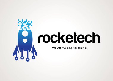 Rocket Tech Logo Şablonu Tasarım Vektörü, Amblem, Tasarım Konsepti, Yaratıcı Sembol