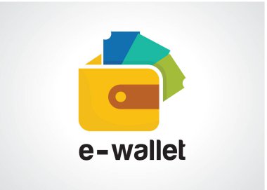 Elektronik Cüzdan Logosu Tasarım Vektörü, Amblem, Tasarım Konsepti, Yaratıcı Sembol, Simge Simgesi, Simge