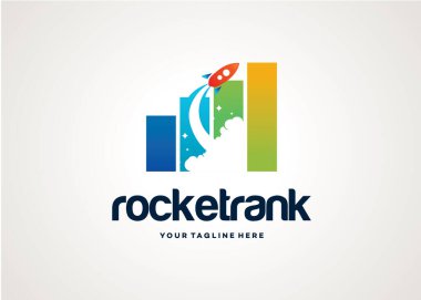 Rocket Rank Logo Şablon Tasarım Vektörü, Amblem, Tasarım Konsepti, Yaratıcı Sembol