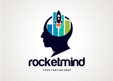 Roket Zihin Logosu Tasarım Vektörü, Amblem, Tasarım Konsepti, Yaratıcı Sembol