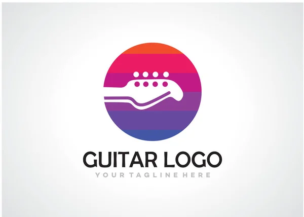 Gitar Logosu Tasarım Vektörü Amblem Tasarım Konsepti Yaratıcı Sembol Simge — Stok Vektör