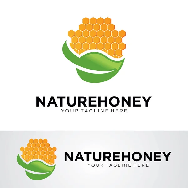 Doğa Bal Logosu Şablon Tasarım Vektörü Amblem Tasarım Konsepti Yaratıcı — Stok Vektör