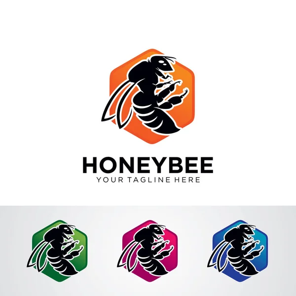 Honigbiene Logo Template Design Vektor Emblem Designkonzept Kreatives Symbol Symbol — Stockvektor
