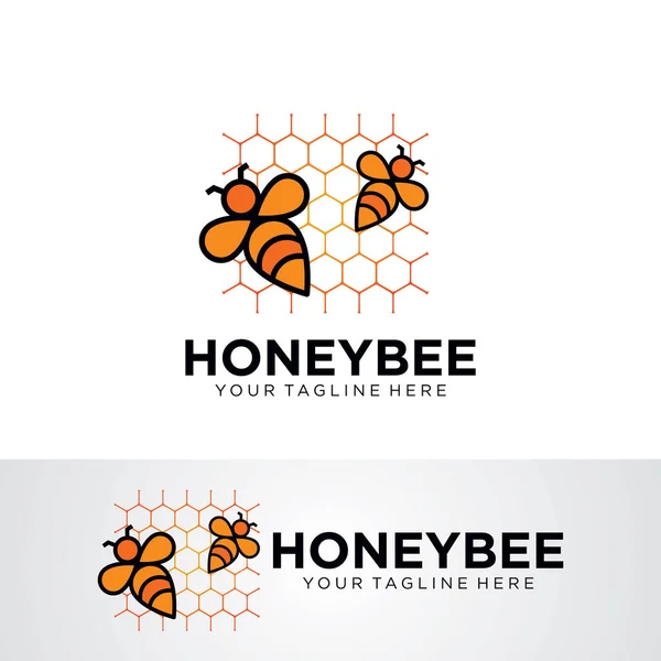 Honey Bee Logo Template Design Vetor Emblema Conceito Design Símbolo — Vetor de Stock