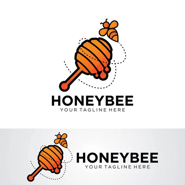 Honey Bee Logo Template Design Vettoriale Emblema Concetto Design Simbolo — Vettoriale Stock