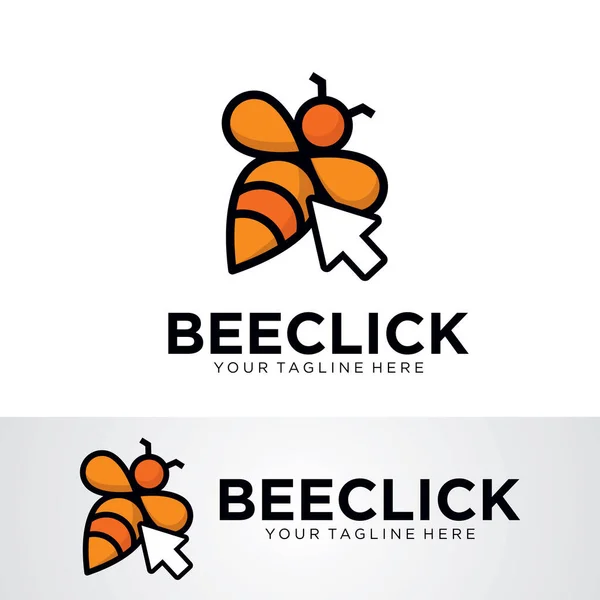 Biene Klicken Logo Template Design Vektor Emblem Designkonzept Kreatives Symbol — Stockvektor
