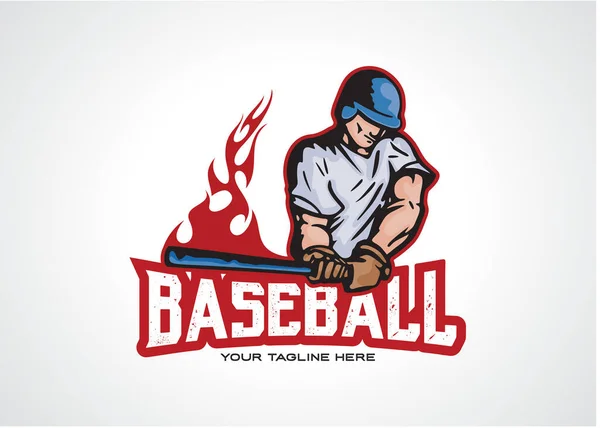 Modèle Logo Baseball Feu Vecteur Conception Emblème Concept Conception Symbole — Image vectorielle