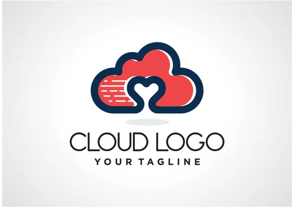 Love Cloud Logo Template Design Vetor Emblema Conceito Design Símbolo — Vetor de Stock