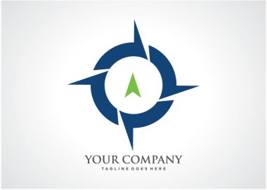 Pusula Logo Şablon Tasarım Vektörü, Amblem, Tasarım Konsepti, Yaratıcı Sembol, Simge Simgesi, Simge
