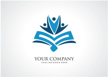 Halk Kütüphanesi Logo Şablonu Tasarım Vektörü, Amblem, Tasarım Konsepti, Yaratıcı Sembol, Simge Simgesi, Simge