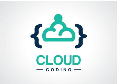 Bulut Kodlama Logosu Tasarım Vektörü, Amblem, Tasarım Konsepti, Yaratıcı Sembol, Simge Simgesi, Simge