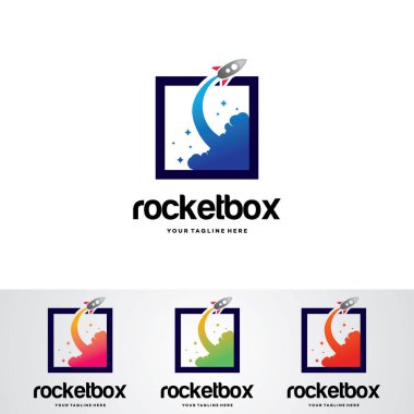 Beyaz arkaplanlı Roket Kutusu Logo Tasarım Şablonu