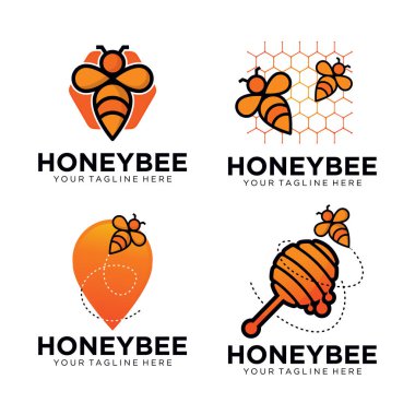 Bal arısı logo tasarım şablonu beyaz arkaplan