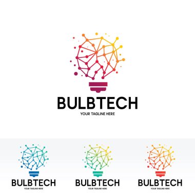 Ampul Teknolojisi Logo Tasarımı Şablon Vektörü İllüstrasyonu