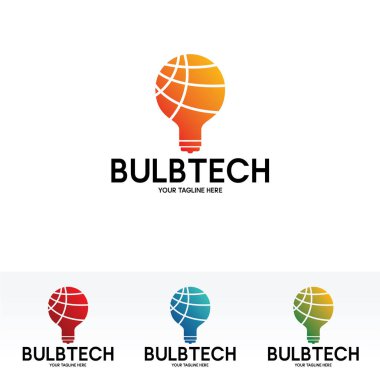 Ampul Teknolojisi Logo Tasarımı Şablon Vektörü İllüstrasyonu
