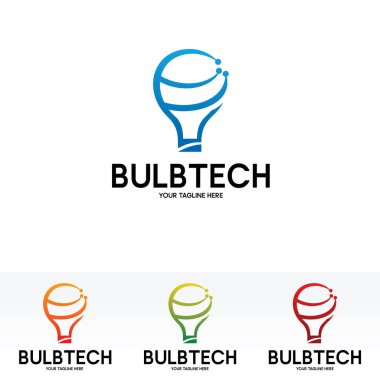 Ampul Teknolojisi Logo Tasarımı Şablon Vektörü İllüstrasyonu