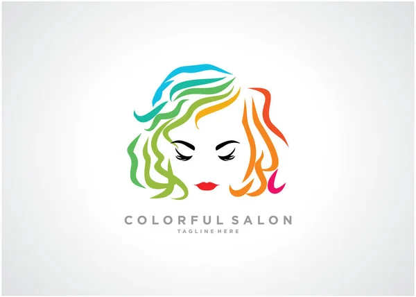 Kolorowe Salon Logo Szablon Projekt Wektor Godło Koncepcja Projektu Kreatywny — Wektor stockowy