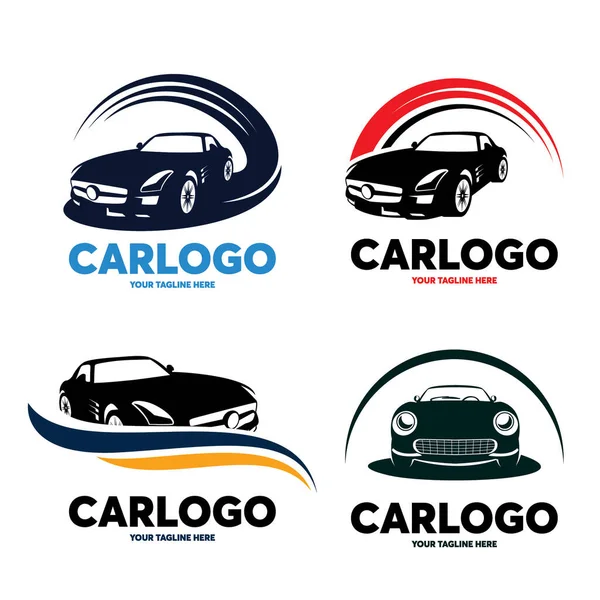 Beyaz arkaplanlı araba logosu tasarım şablonu koleksiyonu