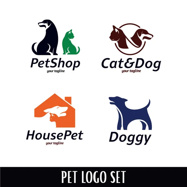 Coleção Pet Shop Logotipo Modelo Design Com Fundo Branco — Vetor de Stock