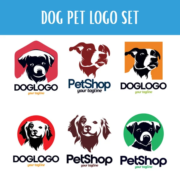 Coleção Modelo Design Logotipo Animal Estimação Com Fundo Branco — Vetor de Stock