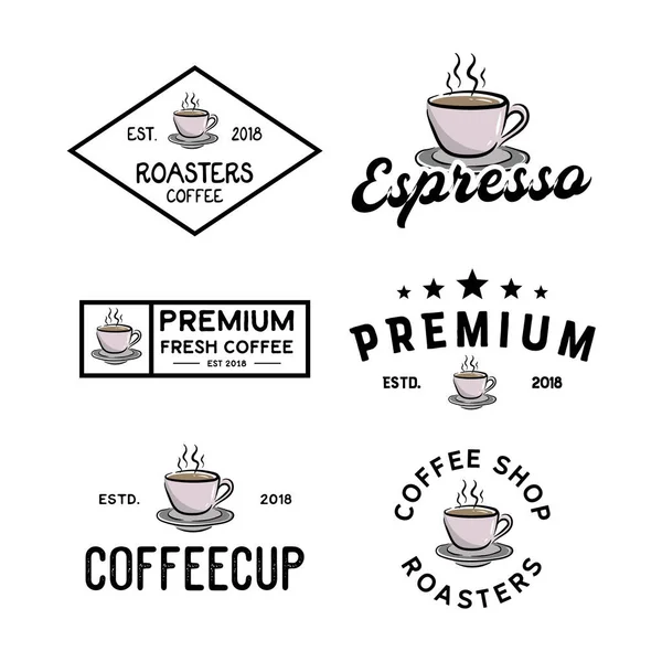 Coffee Shop Badges Emblems Labels Logos Template Set — Stock Vector