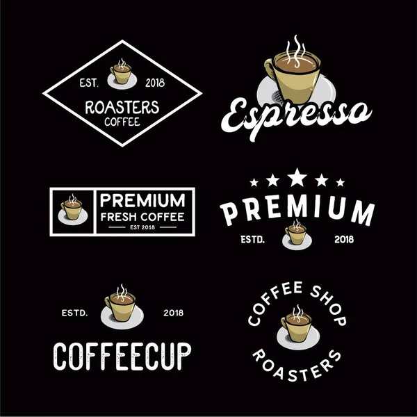 Coffee Shop Badges Emblems Labels Logos Template Set — Stock Vector