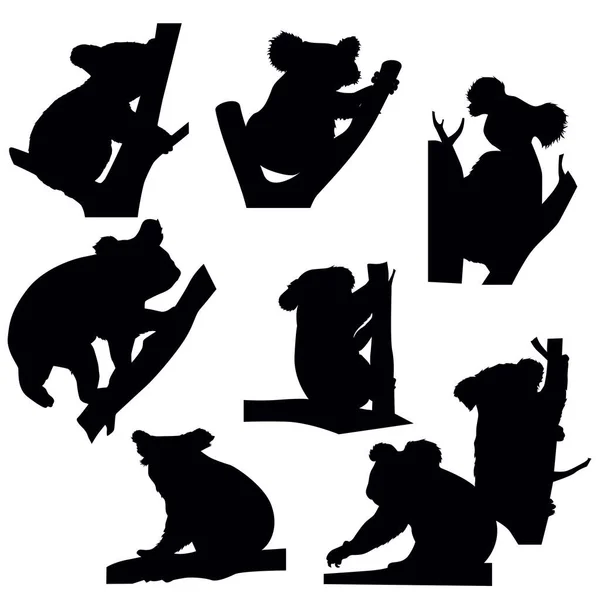 Coleção Koala Silhouette Set — Vetor de Stock