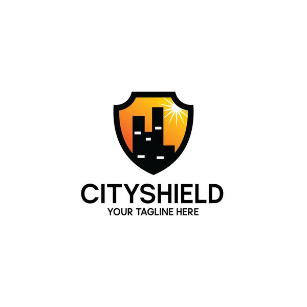 City Shield Logo Ontwerp Sjabloon Vector Illustratie — Stockvector