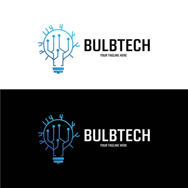 Glühbirne Tech Logo Design Vorlage Vektor Illustration — Stockvektor