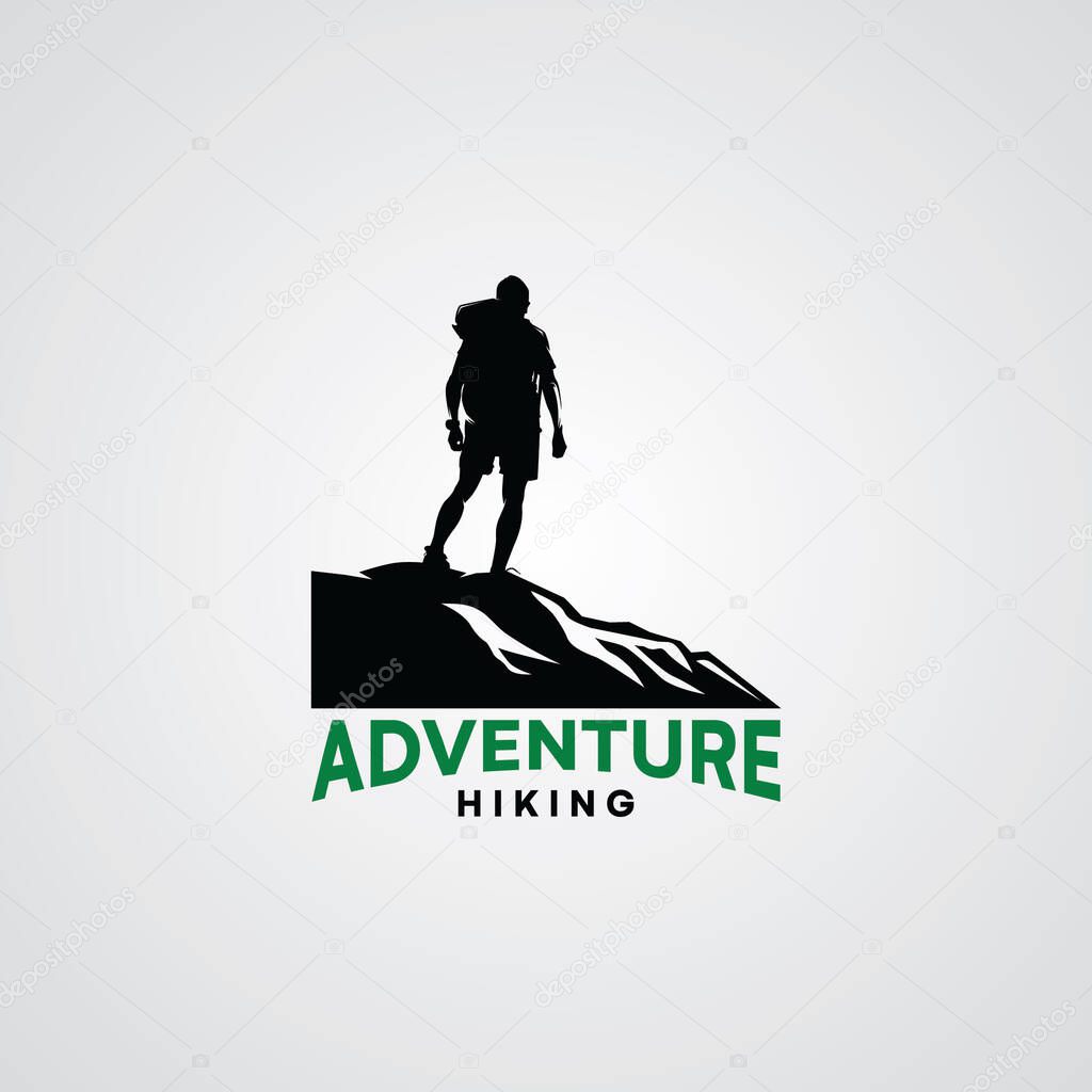 Hiking Club Expedition Logo Design Template with white background