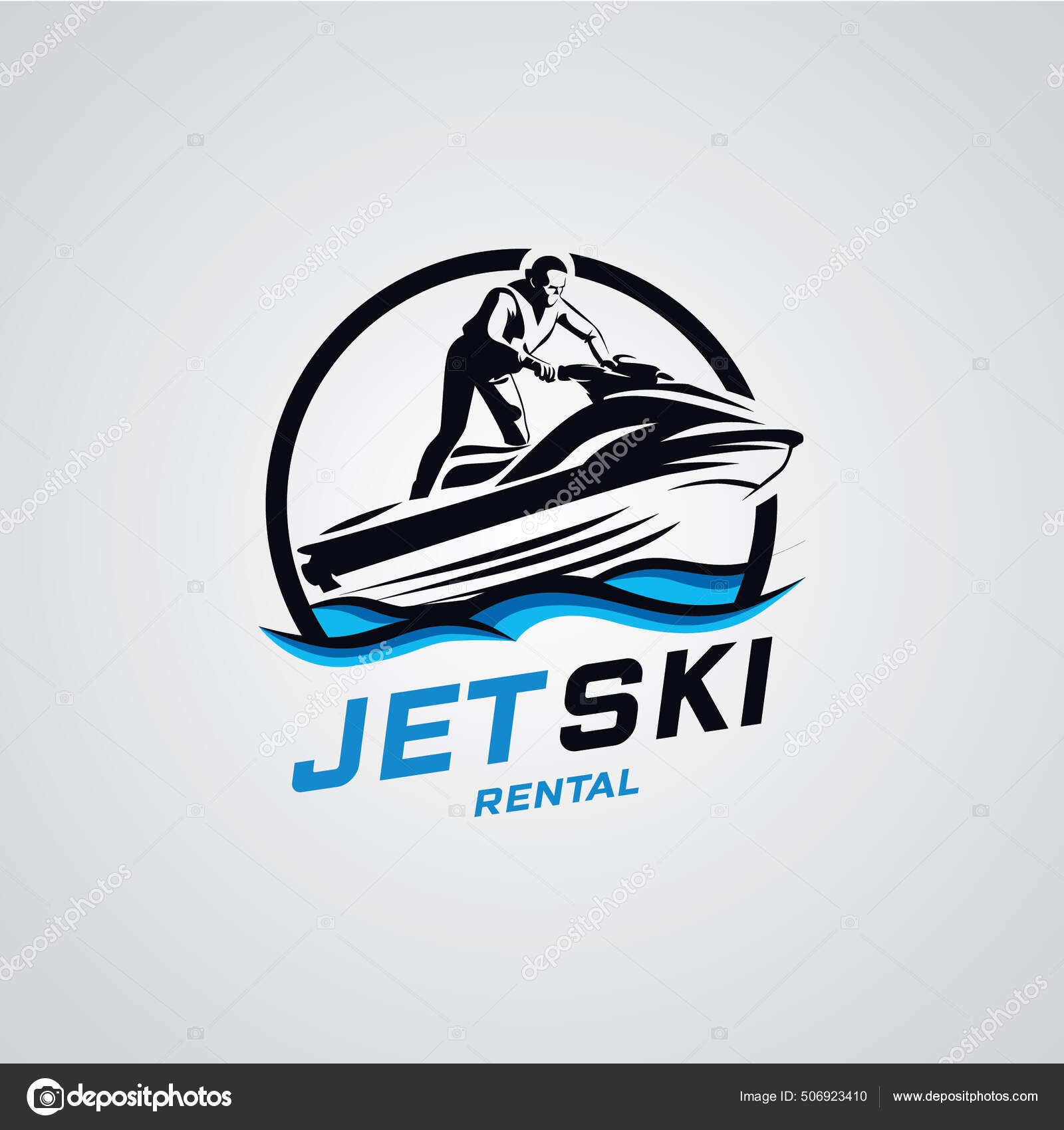 Jet Ski Logo Designs Template Com Fundo Branco Stock Vector by