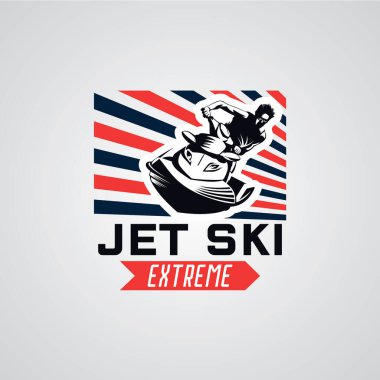Jet Ski Logosu Beyaz arkaplanlı Şablon Tasarımı
