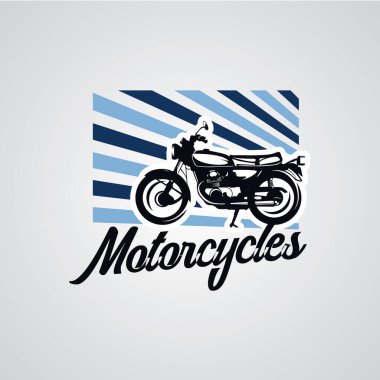 Klasik Motosiklet Logosu Beyaz arkaplanlı Şablon Tasarımları
