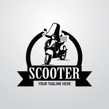 Scooter Rozet Logosu Beyaz arkaplanlı Şablon Tasarımı