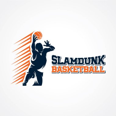 Beyaz arkaplanlı basketbol logosu tasarımı şablonu